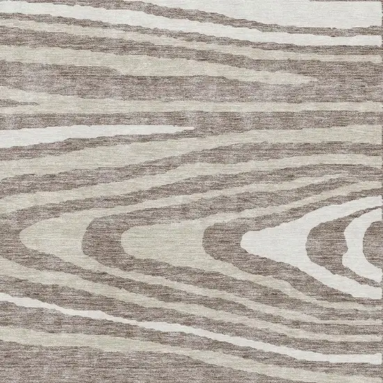 Taupe Ivory And Khaki Woodland Lodge Washable Area Rug With UV Protection Photo 2