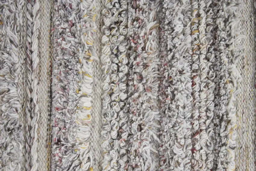 Taupe Ivory And Red Striped Hand Woven Stain Resistant Area Rug Photo 8