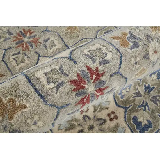 Taupe and Ivory Wool Patchwork Hand Tufted Area Rug Photo 9