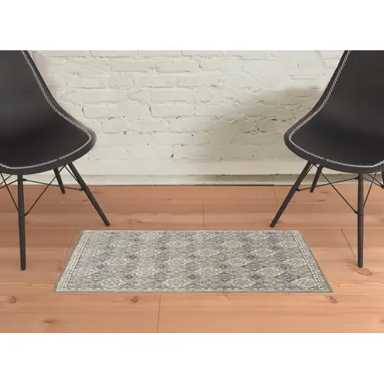 Taupe Ivory And Red Wool Patchwork Tufted Handmade Stain Resistant Area Rug Photo 2