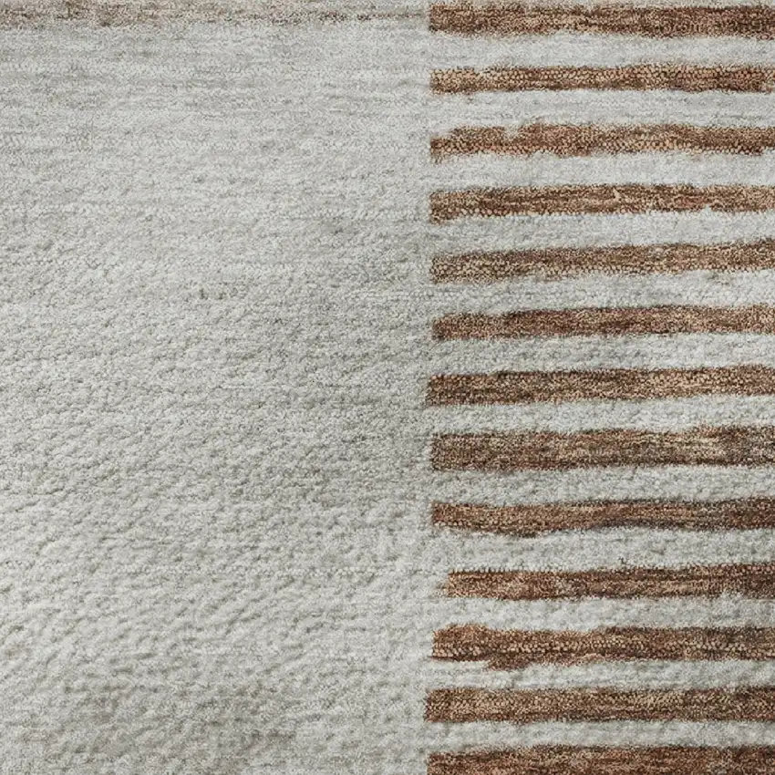 Taupe Ivory And Rust Geometric Washable Area Rug With UV Protection Photo 3