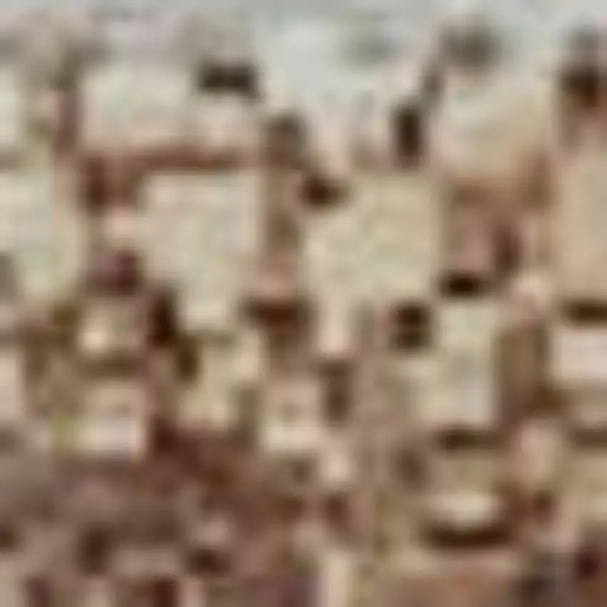 Taupe Ivory And Rust Geometric Washable Area Rug With UV Protection Photo 1