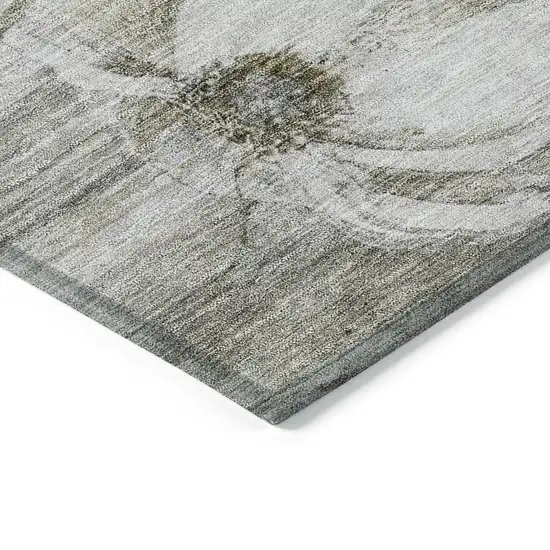Taupe Ivory And Tan Floral Washable Indoor Outdoor Area Rug Photo 3