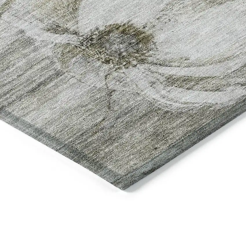 Taupe Ivory And Tan Floral Washable Indoor Outdoor Area Rug Photo 3