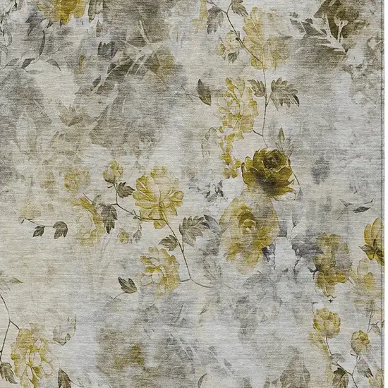 Taupe Ivory And Tan Floral Washable Indoor Outdoor Area Rug Photo 5
