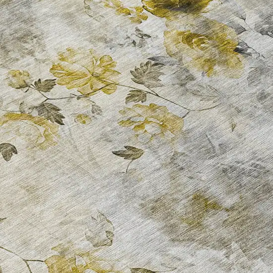 Taupe Ivory And Tan Floral Washable Indoor Outdoor Area Rug Photo 4