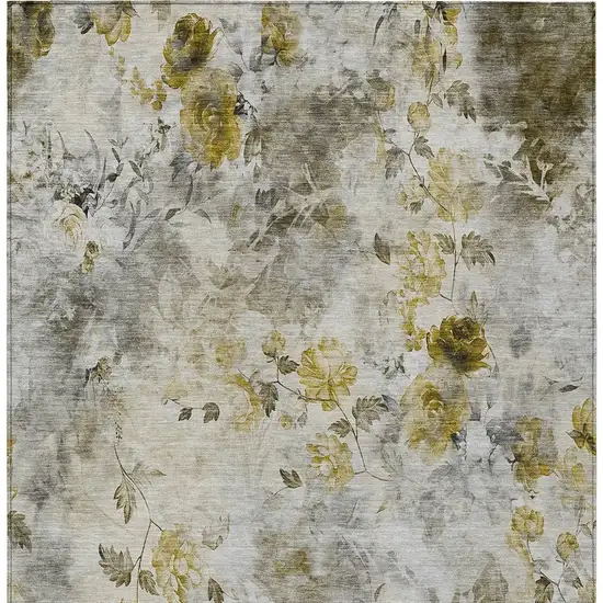 Taupe Ivory And Tan Floral Washable Indoor Outdoor Area Rug Photo 6