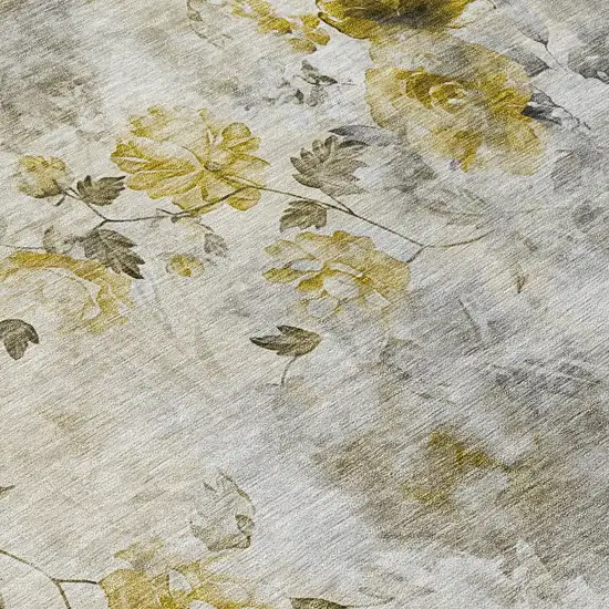 Taupe Ivory And Tan Floral Washable Indoor Outdoor Area Rug Photo 4