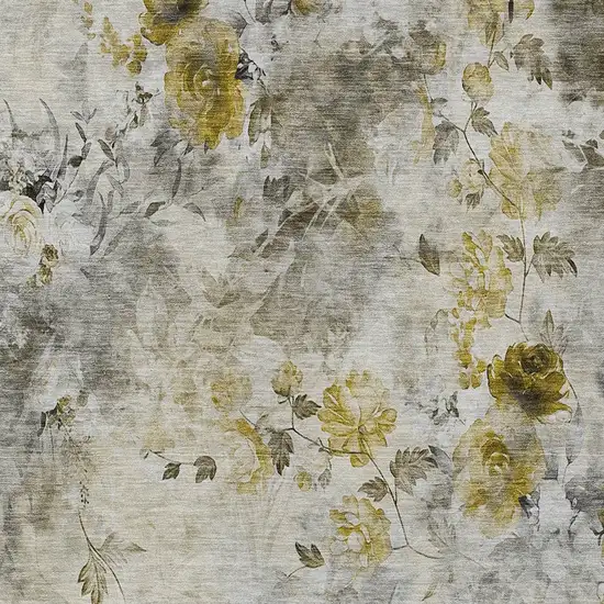 Taupe Ivory And Tan Floral Washable Indoor Outdoor Area Rug Photo 5