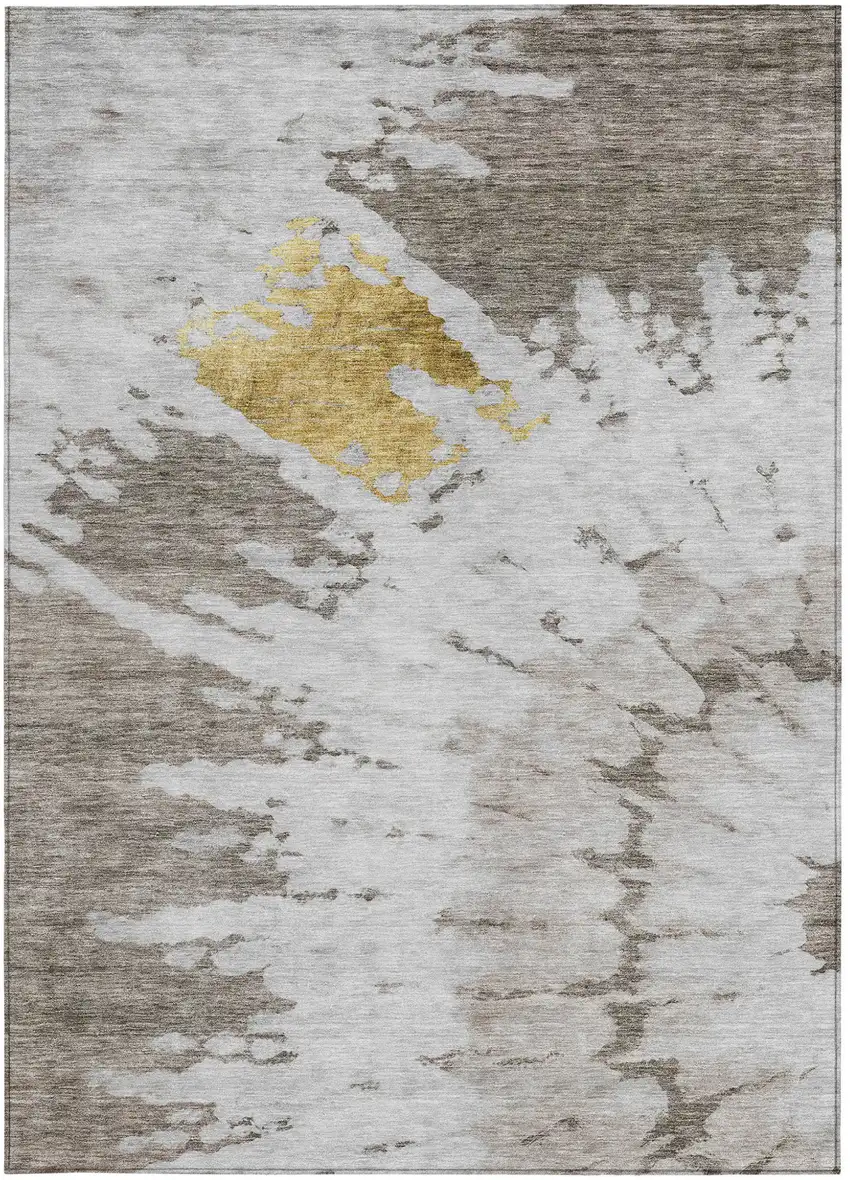 Taupe Khaki And Ivory Abstract Washable Indoor Outdoor Area Rug Photo 5