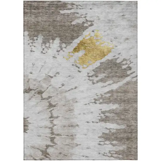 Taupe Khaki And Ivory Abstract Washable Indoor Outdoor Area Rug Photo 2