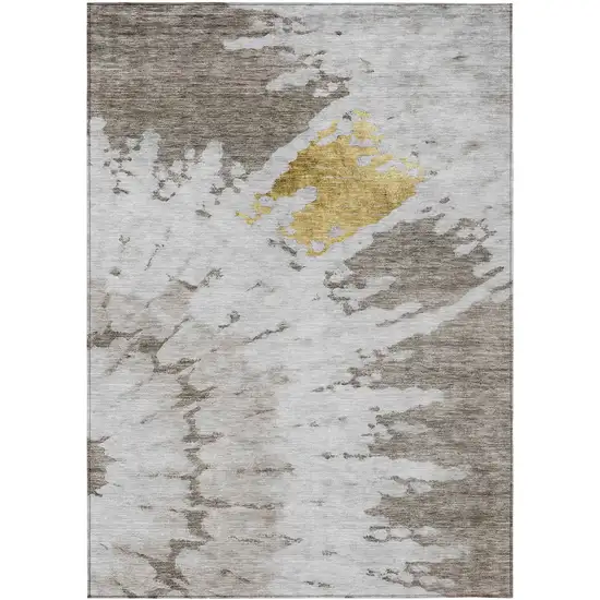 Taupe Khaki And Ivory Abstract Washable Indoor Outdoor Area Rug Photo 2