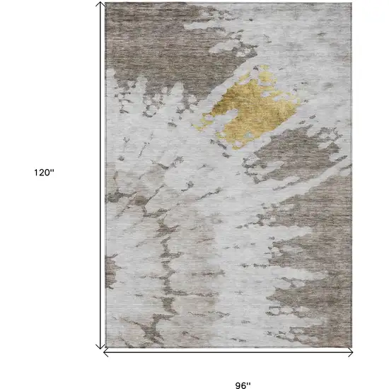 Taupe Khaki And Ivory Abstract Washable Indoor Outdoor Area Rug Photo 3