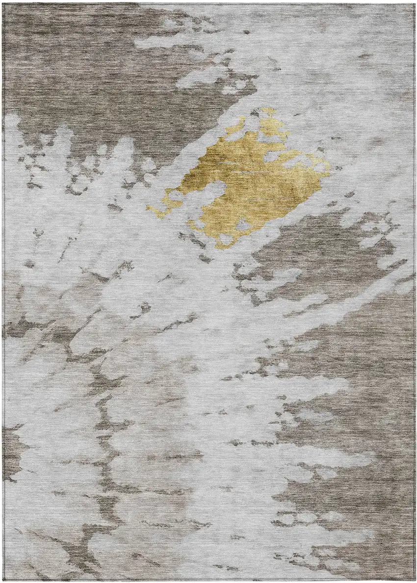 Taupe Khaki And Ivory Abstract Washable Indoor Outdoor Area Rug Photo 2