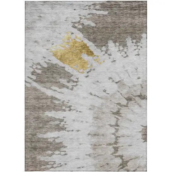 Taupe Khaki And Ivory Abstract Washable Indoor Outdoor Area Rug Photo 5