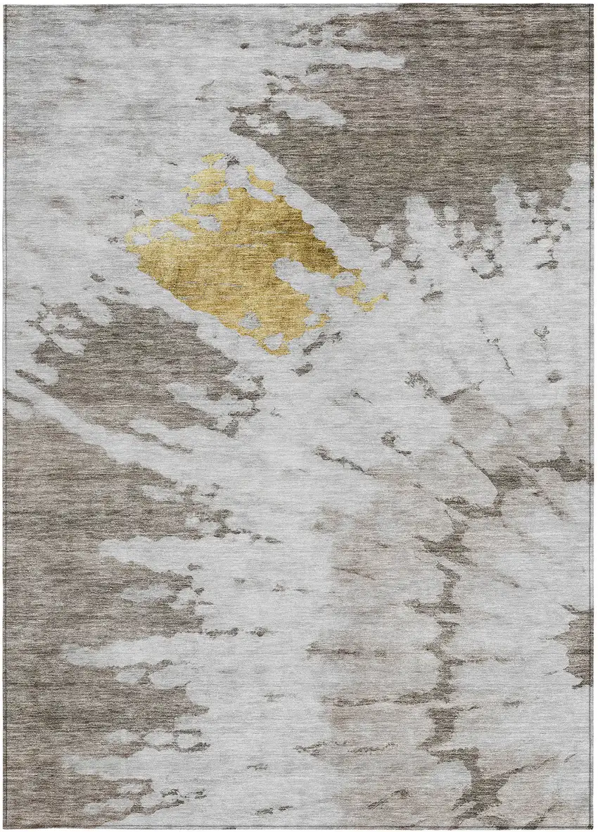 Taupe Khaki And Ivory Abstract Washable Indoor Outdoor Area Rug Photo 5