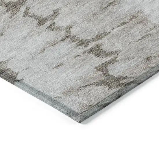 Taupe Khaki And Ivory Abstract Washable Indoor Outdoor Area Rug Photo 4