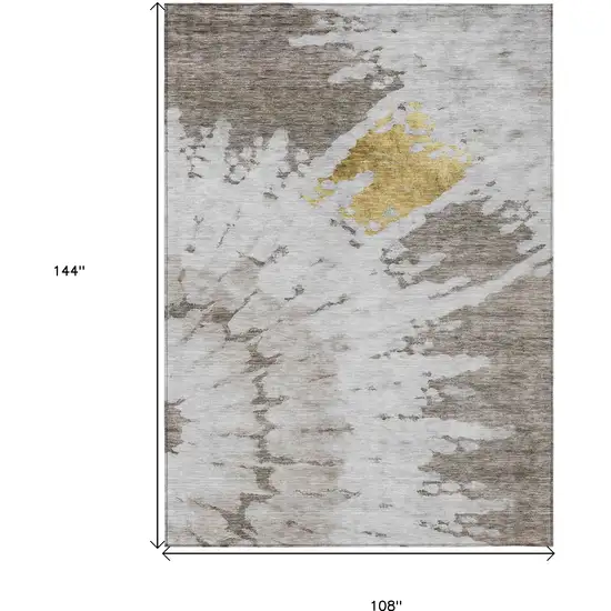 Taupe Khaki And Ivory Abstract Washable Indoor Outdoor Area Rug Photo 3