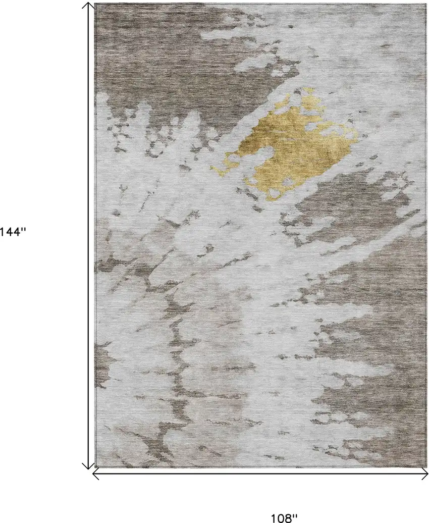 Taupe Khaki And Ivory Abstract Washable Indoor Outdoor Area Rug Photo 3