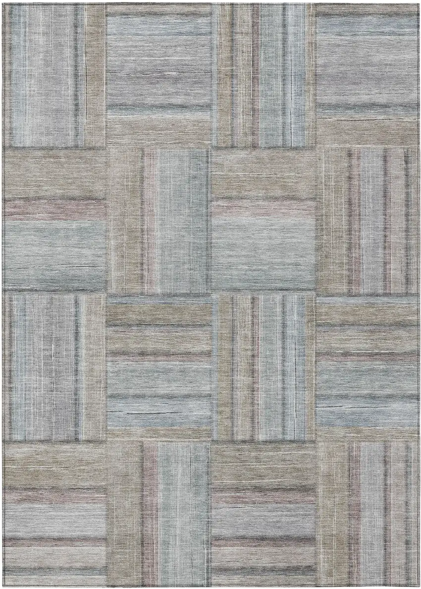 Taupe Lavender And Gray Geometric Washable Indoor Outdoor Area Rug Photo 2