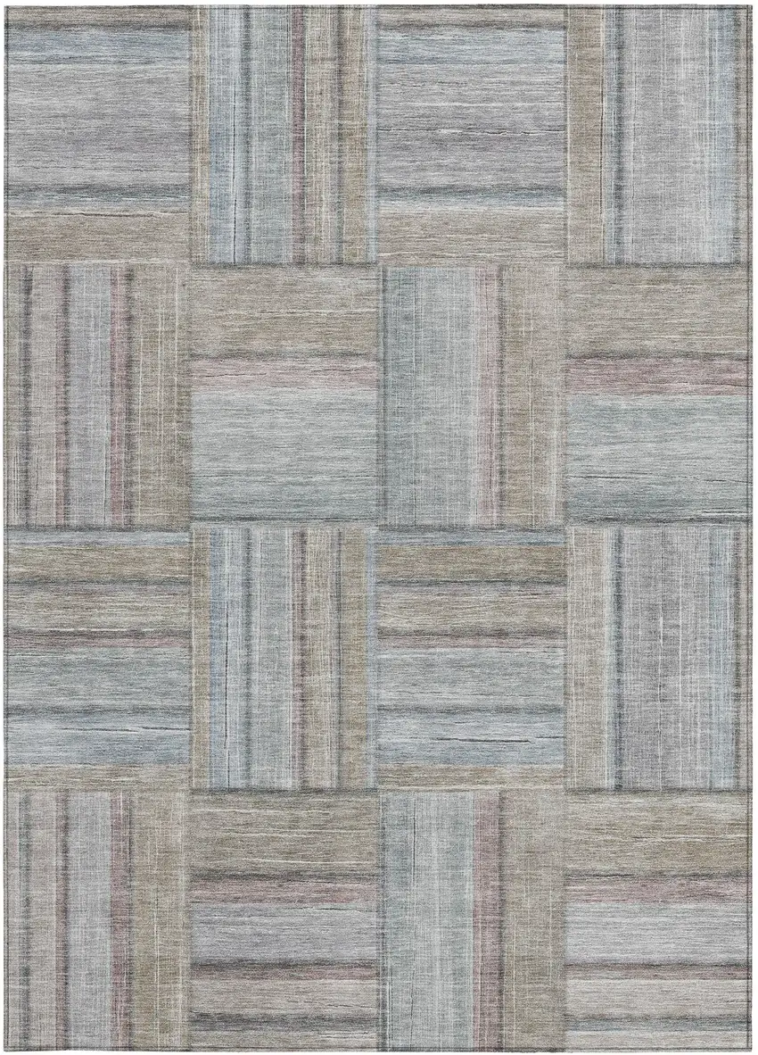 Taupe Lavender And Gray Geometric Washable Indoor Outdoor Area Rug Photo 4