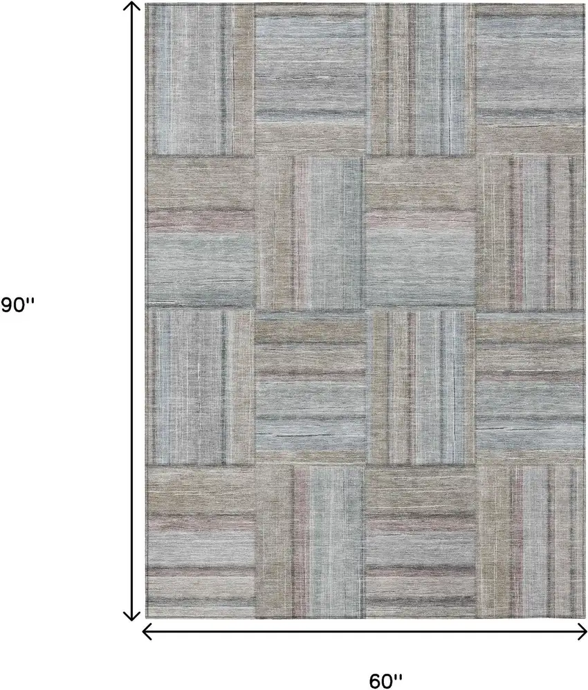 Taupe Lavender And Gray Geometric Washable Indoor Outdoor Area Rug Photo 3
