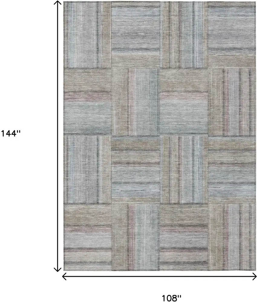 Taupe Lavender And Gray Geometric Washable Indoor Outdoor Area Rug Photo 3