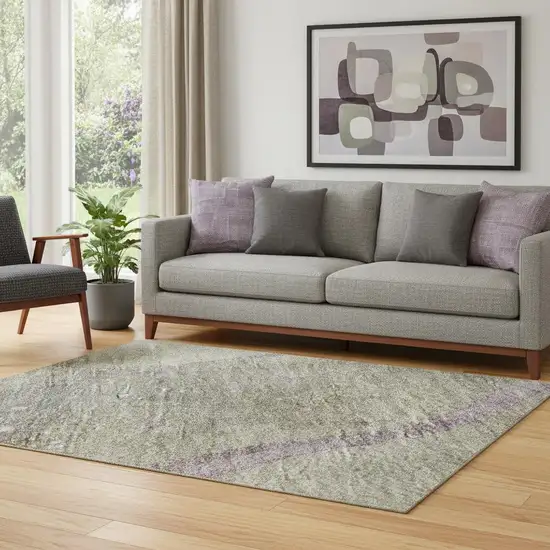 Taupe Lavender And Ivory Abstract Washable Area Rug With UV Protection Photo 2