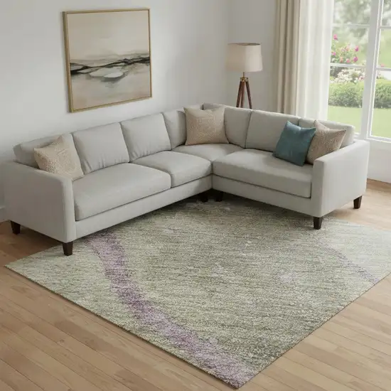 Taupe Lavender And Ivory Abstract Washable Area Rug With UV Protection Photo 2