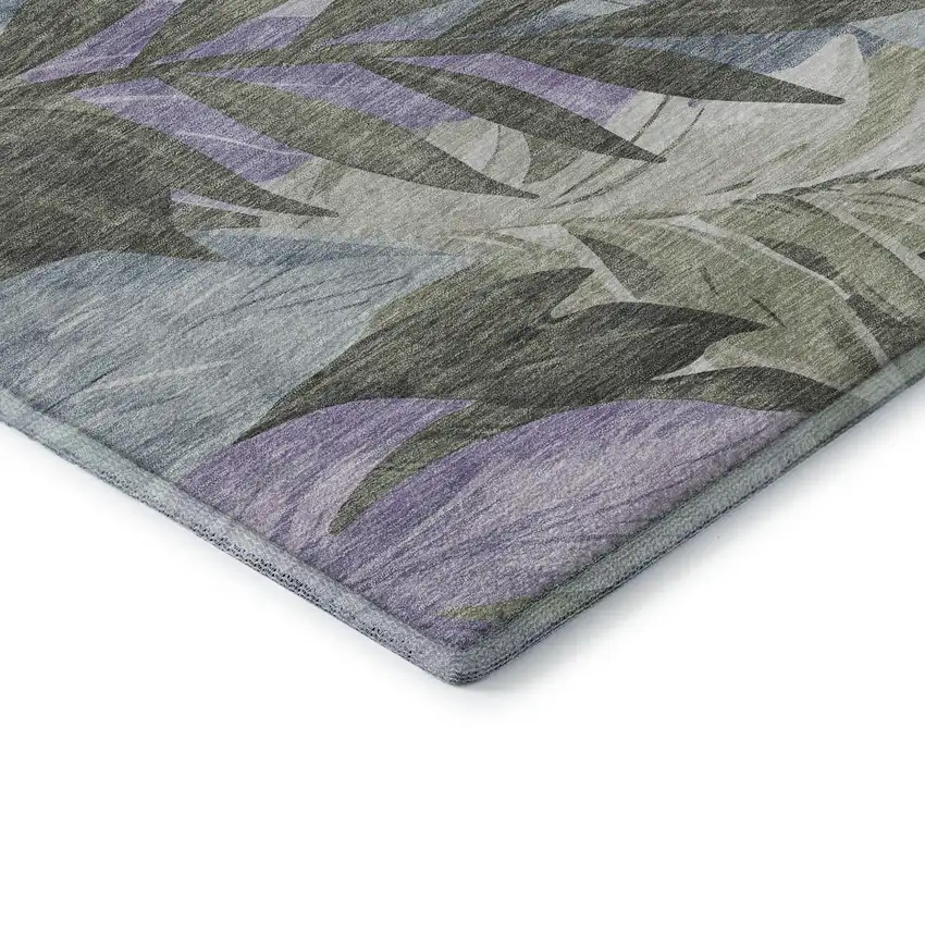 Taupe Lavender And Olive Green Floral Washable Area Rug With UV Protection Photo 6