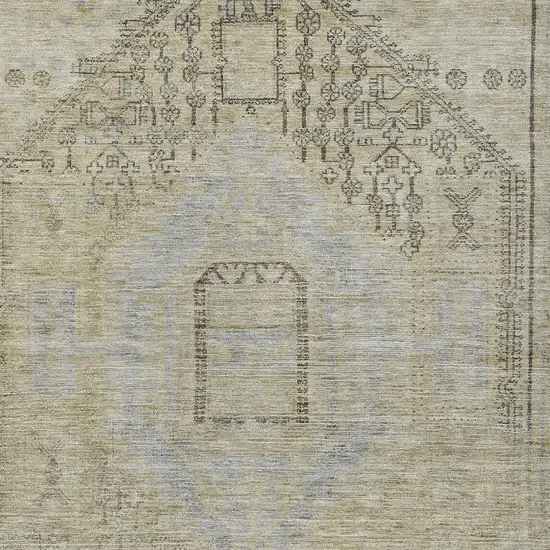 Taupe Light Blue And Gray Oriental Washable Indoor Outdoor Area Rug Photo 5