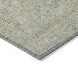 Photo of Taupe Light Blue And Gray Oriental Washable Indoor Outdoor Area Rug