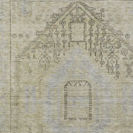 Taupe Light Blue And Gray Oriental Washable Indoor Outdoor Area Rug Photo 5