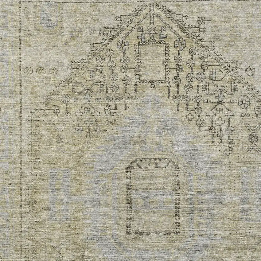 Taupe Light Blue And Gray Oriental Washable Indoor Outdoor Area Rug Photo 5