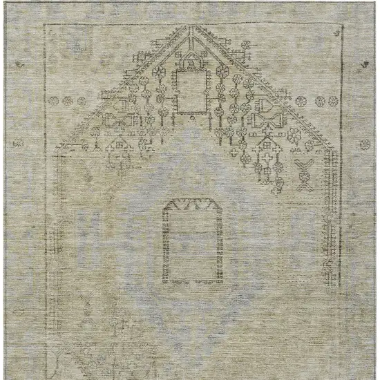 Taupe Light Blue And Gray Oriental Washable Indoor Outdoor Area Rug Photo 6