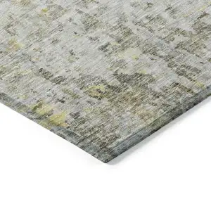 Photo of Taupe Light Yellow And Ivory Abstract Washable Indoor Outdoor Area Rug
