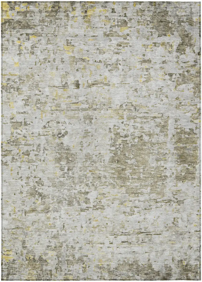 Taupe Light Yellow And Ivory Abstract Washable Indoor Outdoor Area Rug Photo 2