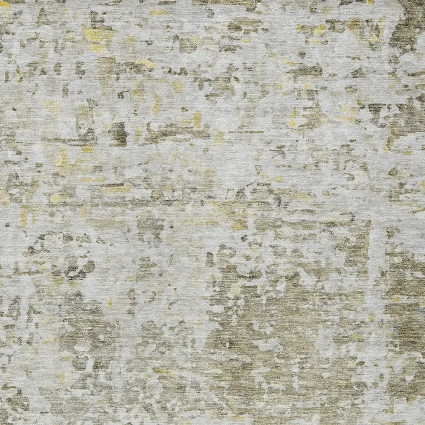 Taupe Light Yellow And Ivory Abstract Washable Indoor Outdoor Area Rug Photo 5