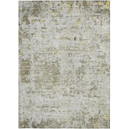 Taupe Light Yellow And Ivory Abstract Washable Indoor Outdoor Area Rug Photo 6