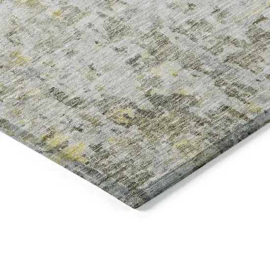 Taupe Light Yellow And Ivory Abstract Washable Indoor Outdoor Area Rug Photo 4