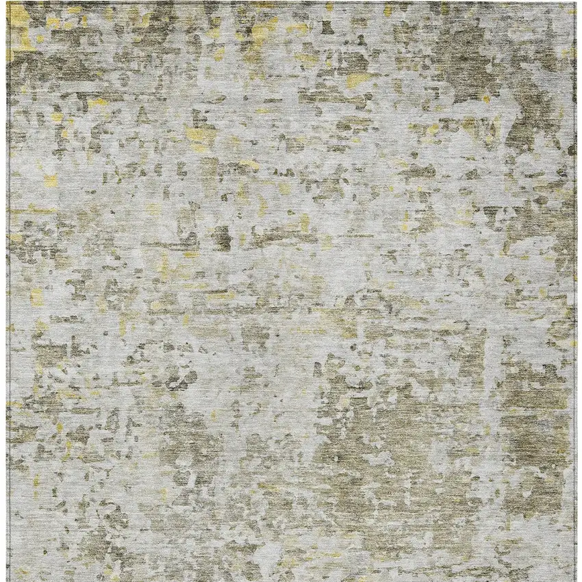 Taupe Light Yellow And Ivory Abstract Washable Indoor Outdoor Area Rug Photo 5