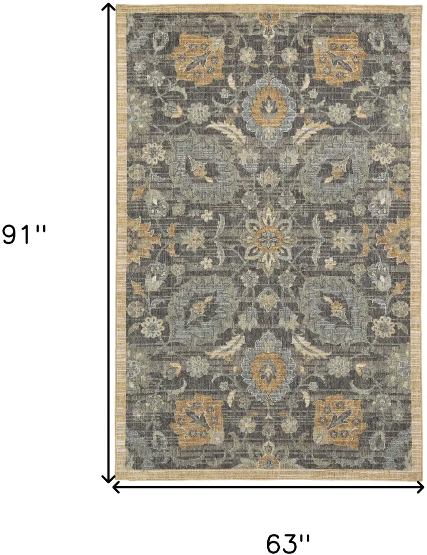 Taupe Machine Woven Traditional Indoor Area Rug Photo 3