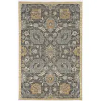 Photo of Taupe Machine Woven Vintage Floral Traditional Indoor Accent Rug
