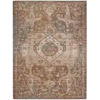 Photo of Taupe Medallion Power Loom Area Rug With Fringe