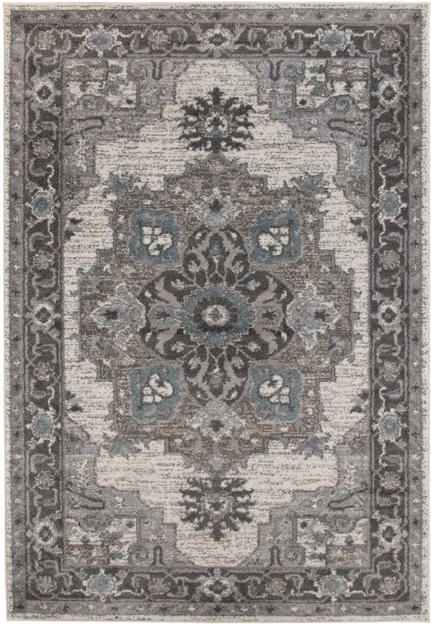 Taupe Medallion Power Loom Area Rug Photo 1