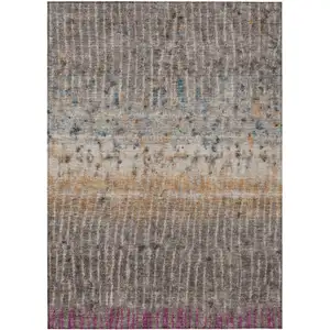 Photo of Taupe Merlot And Copper Abstract Washable Indoor Outdoor Area Rug