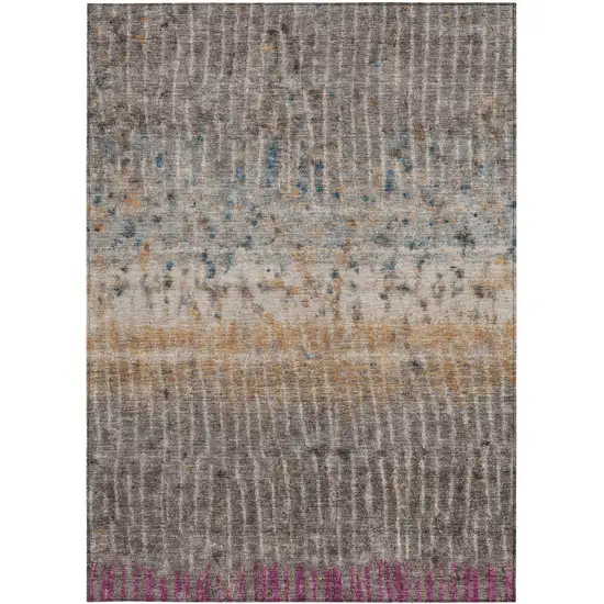 Taupe Merlot And Copper Abstract Washable Indoor Outdoor Area Rug Photo 3