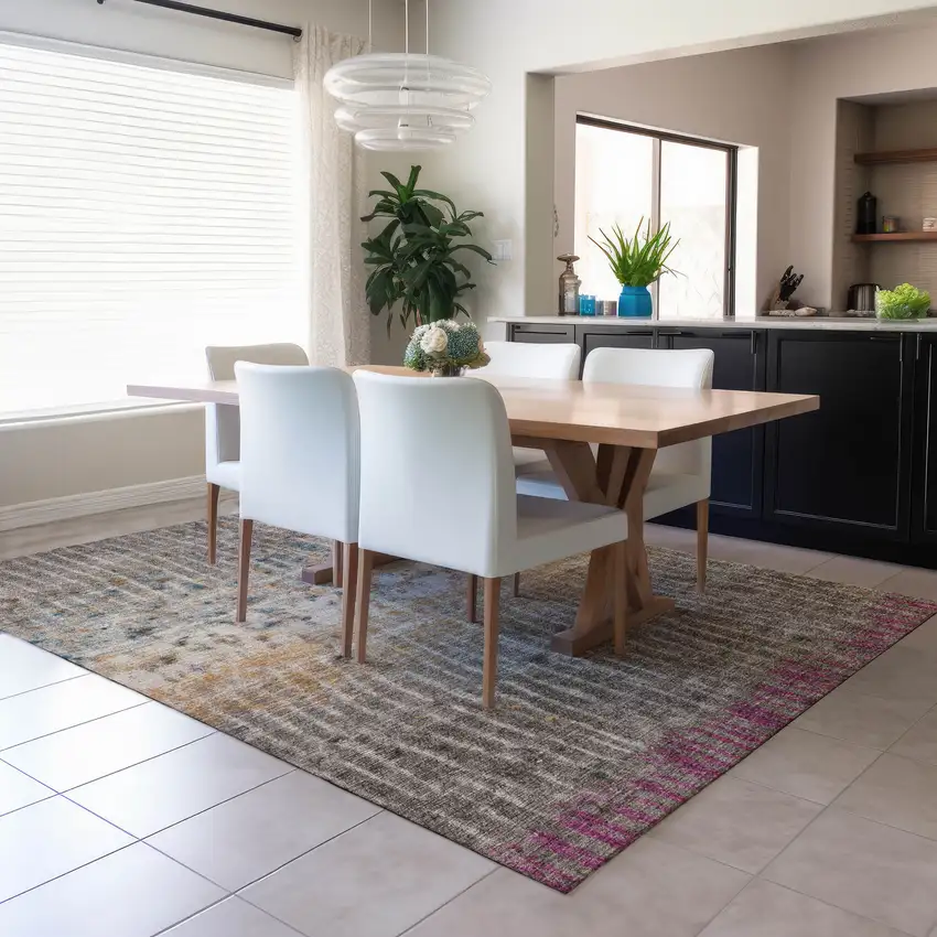 Taupe Merlot And Copper Abstract Washable Indoor Outdoor Area Rug Photo 6