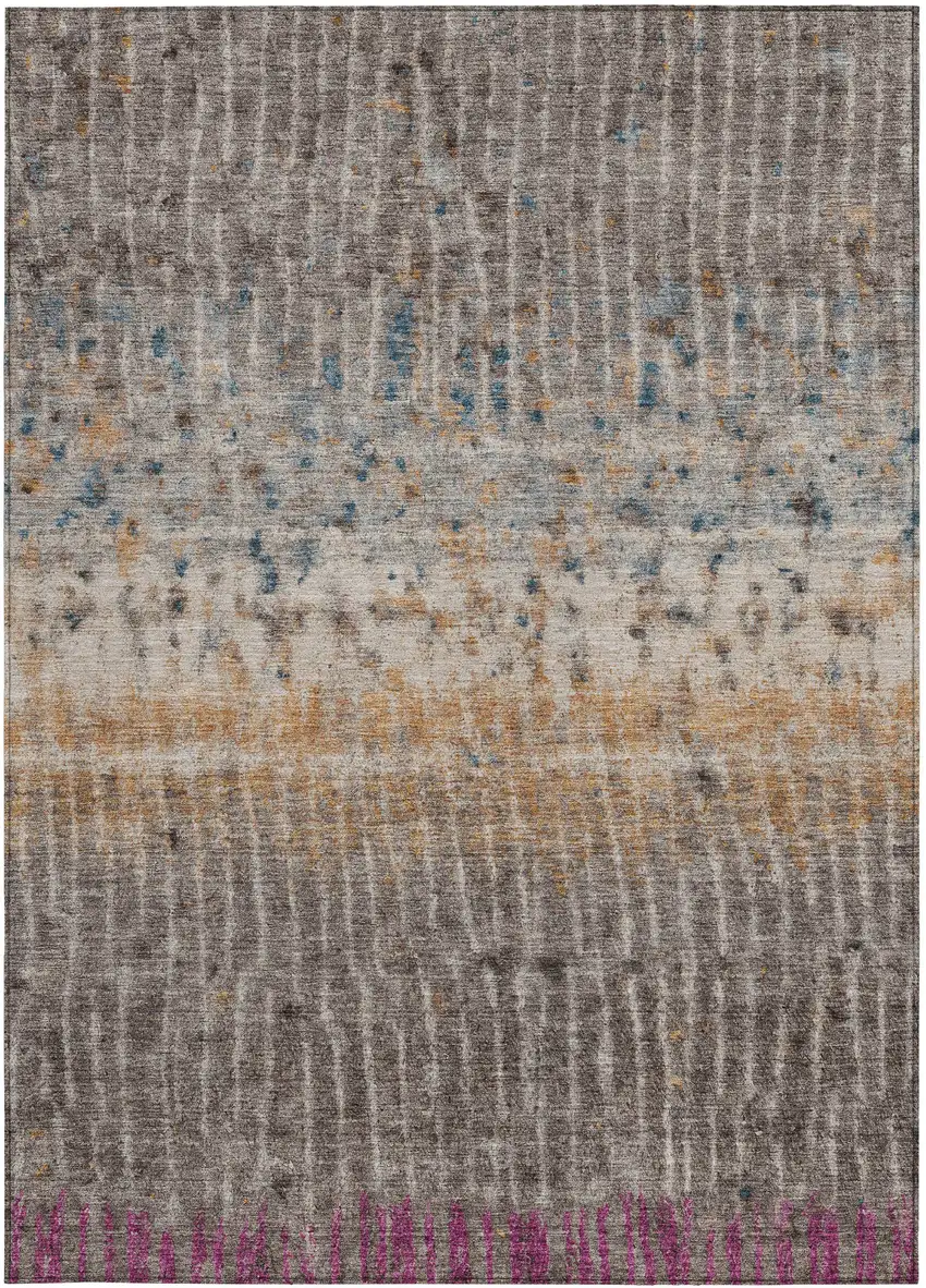 Taupe Merlot And Copper Abstract Washable Indoor Outdoor Area Rug Photo 3