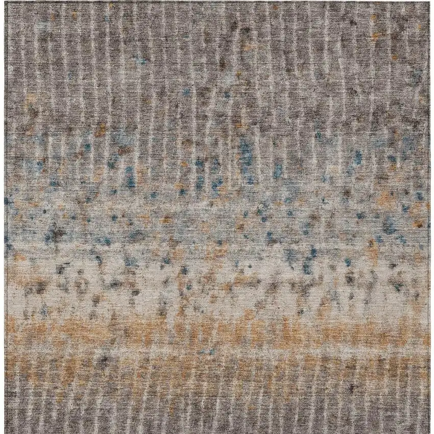 Taupe Merlot And Copper Abstract Washable Indoor Outdoor Area Rug Photo 3